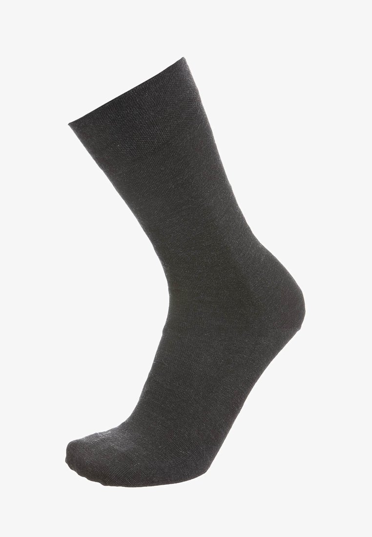 Schwarze Baumwollsocke mit geripptem Design, knöchelhoch und glatter Textur. Keine sichtbaren Muster oder Verzierungen.