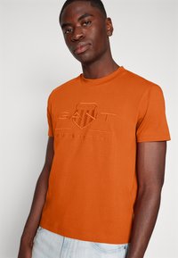 GANT TONAL SHIELD - Triko s potiskem - dark terracotta