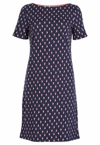 Marindräkt med paisleymönster i vitt och burgundy. Kort ärm, rund halsringning, tillverkad av mjukt, texturerat tyg.