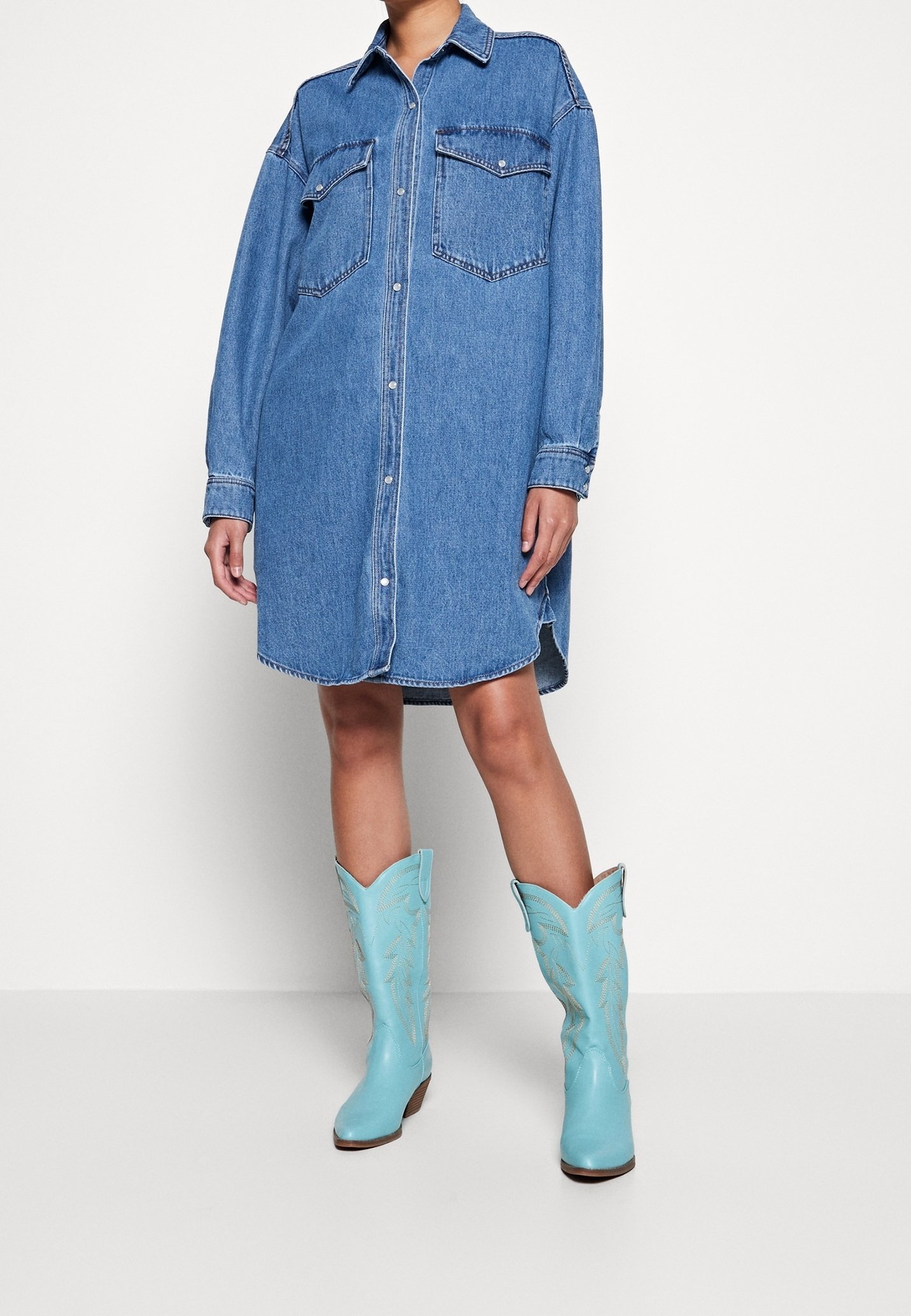 monki denim shirt dress Monki Denim dress - blue - (Pre-owned)