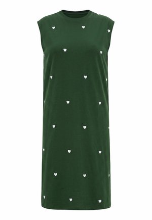 Studio Untold, MIDIKLEID, OVERSIZED, JERSEY, HERZEN, ÄRMELLOS - Vestido ligero - dark green