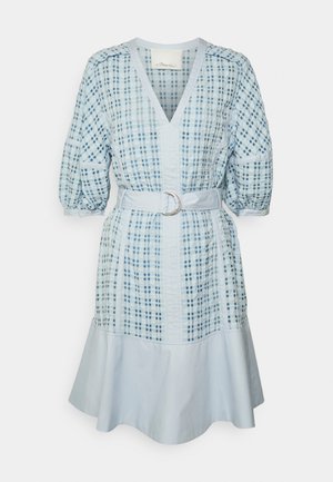 TAFFETA CHECK PUFF - Robe de jour - sky blue