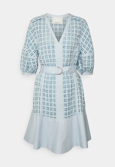 3.1 Phillip Lim TAFFETA CHECK PUFF - Φόρεμα ημέρας - sky blue