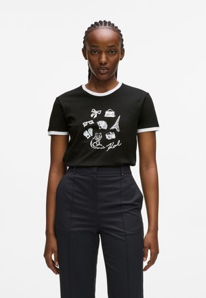 PRINTED EMBROIDERED - T-shirt imprimé - black
