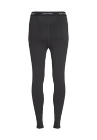 Čierne legíny na celú dĺžku s elastickým pásom so značkou Calvin Klein, hladká látka a úzky strih.