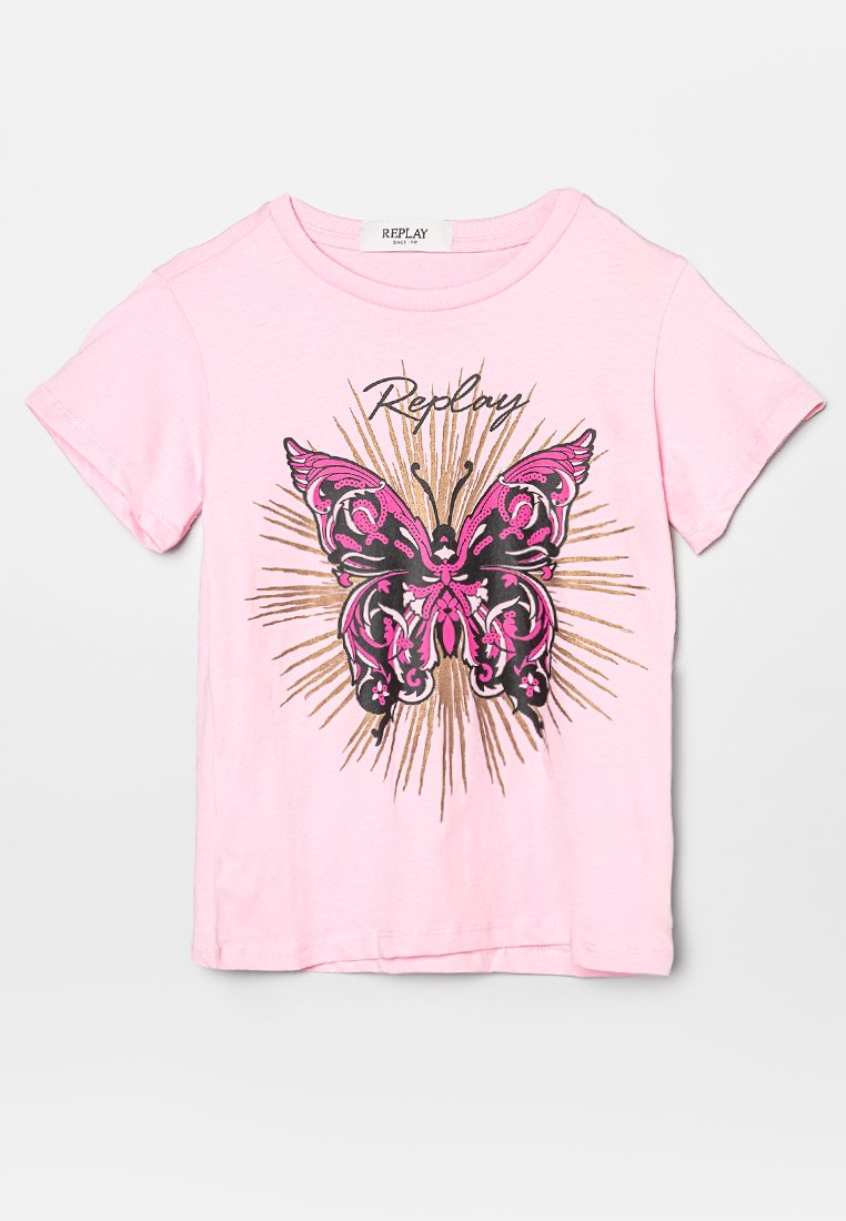Replay T-shirt print roze