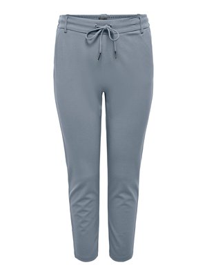 Pantalon de jogging gris clair avec une taille élastique, un cordon ajustable, des jambes resserrées et une texture de tissu lisse. Pas de poches visibles.