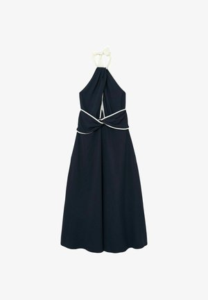Reiss, REGULAR FIT - BLAIR CONTRAST-TRIM HALTERNECK MIDI DRESS . - Denné šaty - navy ivory
