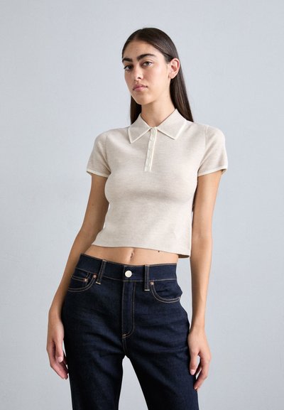 Alice + Olivia MEDA  - Bluză polo - oatmeal heather/soft white