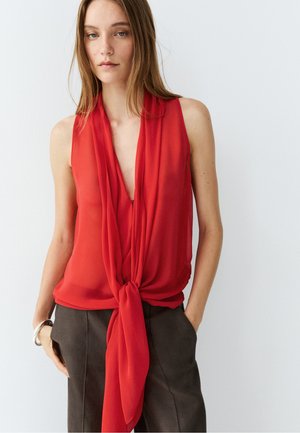 Massimo Dutti, 100% SILK SEMI-SHEER TOP - Camicia - red