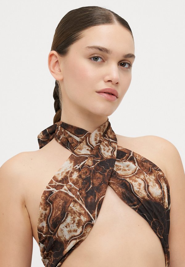 HALTERNECK TIE MINI DRESS - Beach accessory - multi4