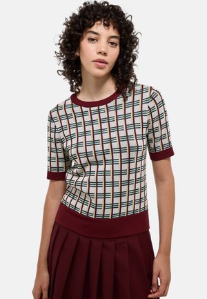 MANCHES COURTES À CARREAUX - T-shirt imprimé - ecru