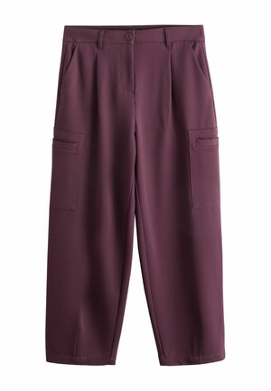 Next, REGULAR FIT - PONTE CARGO BARREL LEG TROUSERS - Trousers - burgundy red