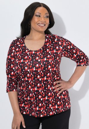 Ulla Popken, GRAPHIC PRINT 3/4 SLEEVE ROUND NECK TEE - Longsleeve - dark claret