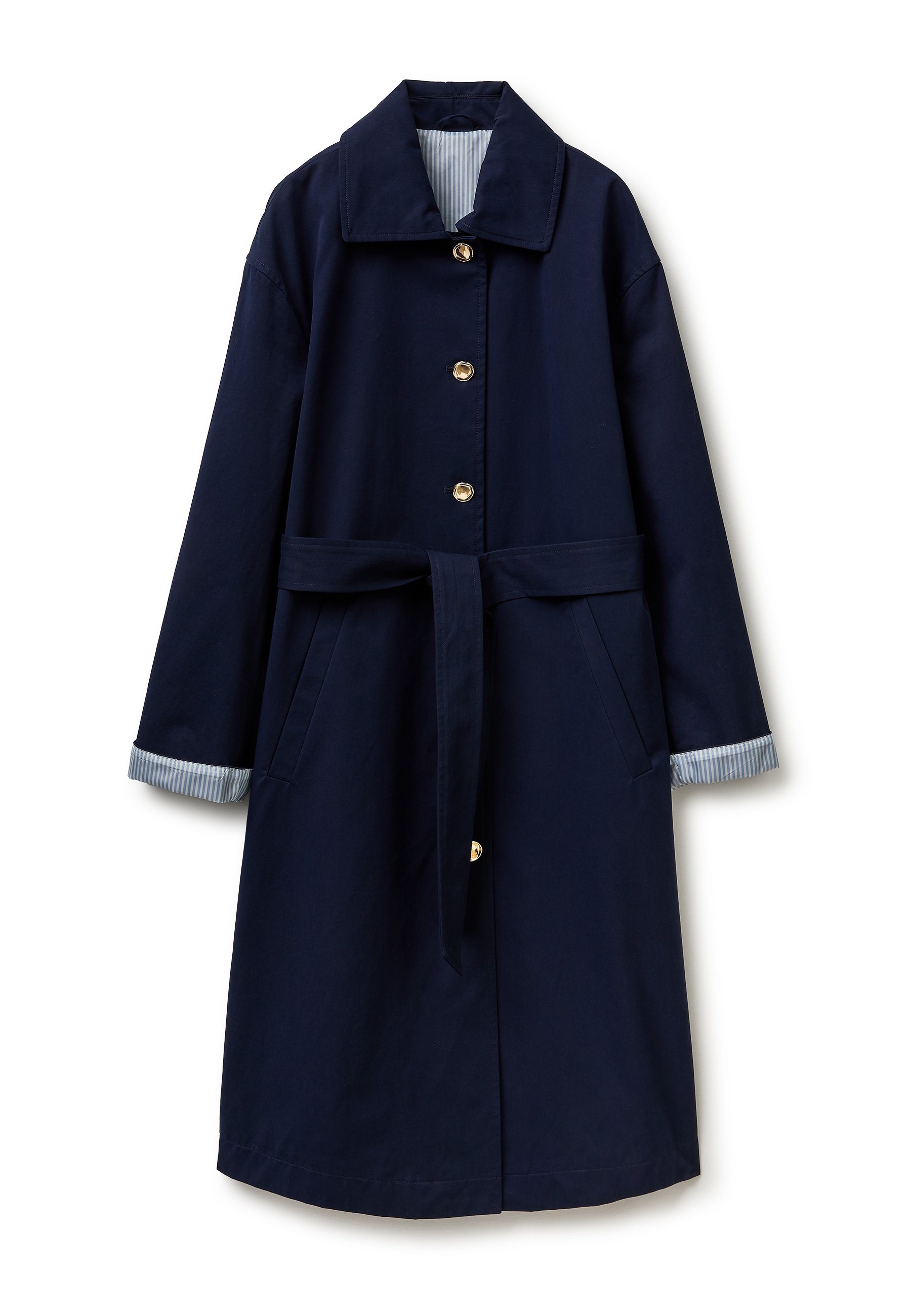 United Colors of Benetton LONG TRENCH COAT WITH STRIPED LINING 