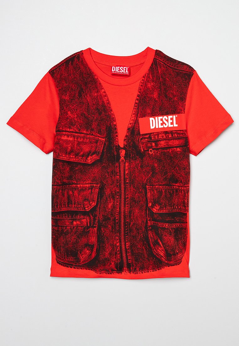 Diesel T-shirt print rood Diesel T-shirt print rood
