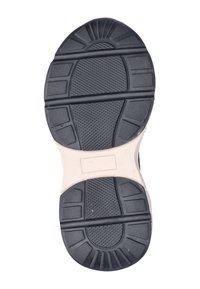 Zool van een zwart en beige schoen met een patroon in de profielzool, maat 37, ontworpen voor grip en duurzaamheid.