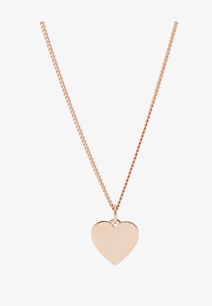 Collier chaîne en or rose avec un pendentif en forme de cœur lisse et poli suspendu au centre.