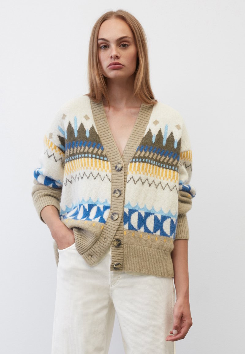 Marc O'Polo DENIM V-NECK CARDIGAN - Strickjacke - multi/burnished logs ...
