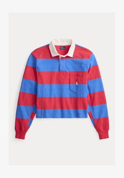 Μακρυμάνικο μπλουζάκι πόλο με κόκκινες και μπλε ρίγες και λευκό γιακά, με τσέπη στο αριστερό στήθος και κεντημένη λεπτομέρεια λογότυπου. Υλικό από βαμβάκι.