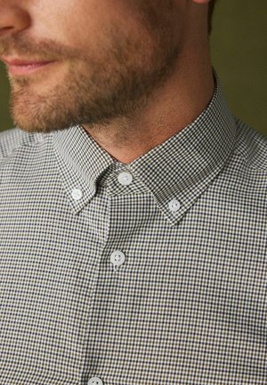Next, CHECK BUTTON DOWN SHIRT AND TEXTURE TIE SET - Shirt - brown green
