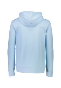 Felpa blu chiaro con un morbido tessuto misto cotone, maniche lunghe e cappuccio con cordino. Design semplice con polsini e orlo a coste.