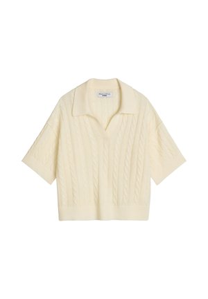 Marc O'Polo DENIM, KNIT POLOSHIRT SHORTSLEEVE, CABLE - Poloshirt - white blush