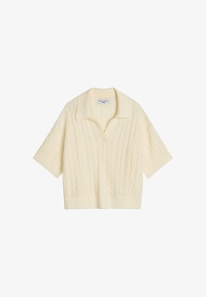 Marc O'Polo DENIM, KNIT POLOSHIRT SHORTSLEEVE, CABLE - Poloshirt - white blush