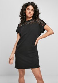 Urban Classics - LADIES LACE TEE DRESS - Jurk - schwarz Miniatuurafbeelding 1