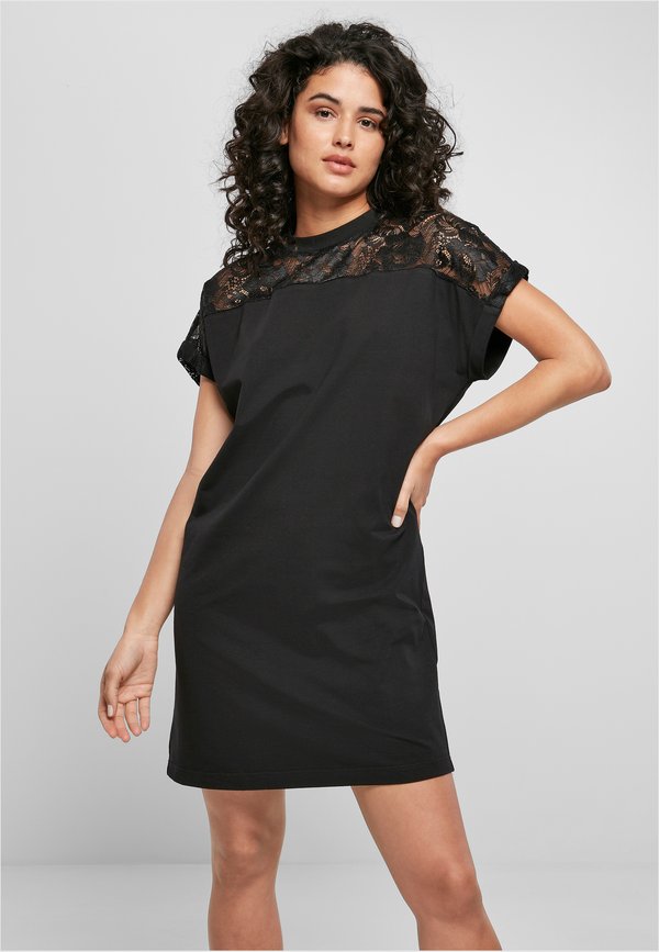 LADIES LACE TEE DRESS - Freizeitkleid - schwarz