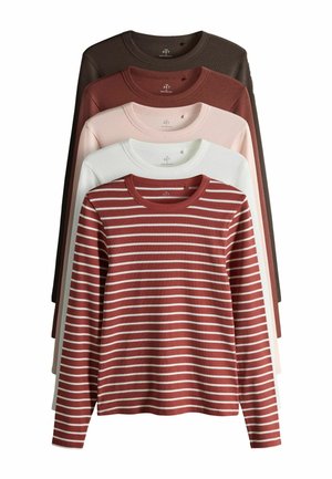 REGULAR FIT - 5 PACK  - Bluză cu mânecă lungă - brown pink white stripe