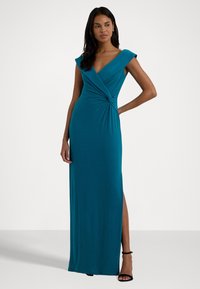 Lauren Ralph Lauren JERSEY OFF THE SHOULDER GOWN - Iltapuku - turquoise sky