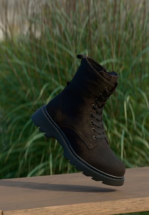 LEATHER - Botine cu șireturi - brown