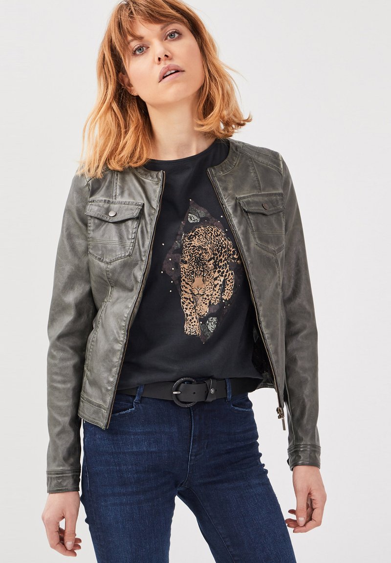 BONOBO Jeans Imitatieleren jas - vert kaki