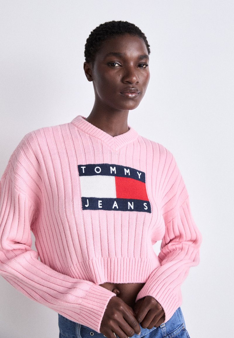 Tommy Jeans CENTER FLAG  - Džemperis - ballet pink