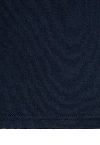 Navy blue ribbed fabric with a smooth texture, featuring a neatly stitched hem. No patterns or accents are present.
