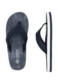 Tongs bleu marine avec un semelle texturée et une bride assortie. Accents de semelle intermédiaire blanche et semelle extérieure grise pour le contraste. Design confortable.