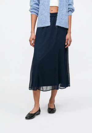 VIFALIA HIGH WAIST MIDI SKIRT - sukňa v tvare A - navy