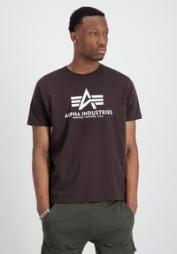 Alpha Industries T-Shirt print - hunter brown