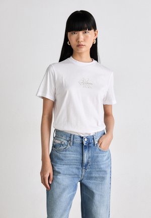 CLASSIC FOIL MONOLOGO TEE - Print T-shirt - brilliant white