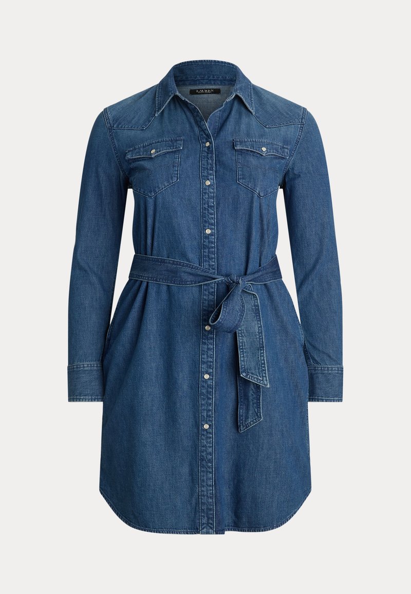 Lauren Ralph Lauren Woman BELTED DENIM SHIRTDRESS - Spijkerjurk ...