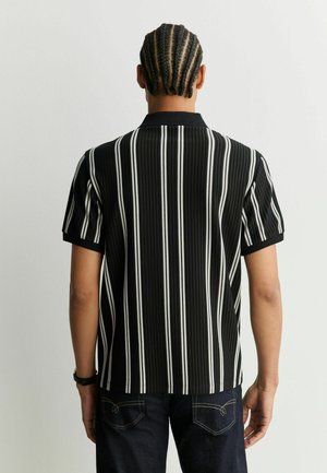 Next, REGULAR FIT - VERTICAL STRIPE QUARTER ZIP POLO SHIRT - Polo shirt - black white