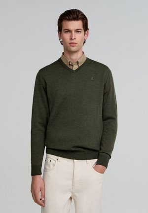 CLASSIC V NECK  - Neule - dark khaki