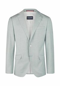 Helles grünes Blazer aus strukturiertem Stoff, mit einer Zwei-Knopf-Verschluss, Reverskragen und Klapptaschen. Innenfutter mit Markenlogo.
