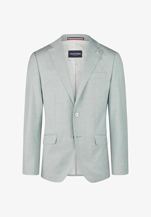 Helles grünes Blazer aus strukturiertem Stoff, mit einer Zwei-Knopf-Verschluss, Reverskragen und Klapptaschen. Innenfutter mit Markenlogo.