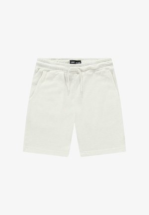 Witte herenshorts van tricot met een elastische tailleband, trekkoord en zijzakken, gemaakt van een gestructureerde stof en met een ontspannen pasvorm.