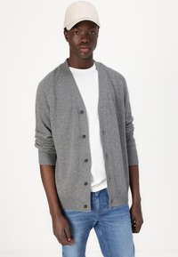 Lyle & Scott SADDLE SLEEVE V NECK - Ζακέτα - grey heather