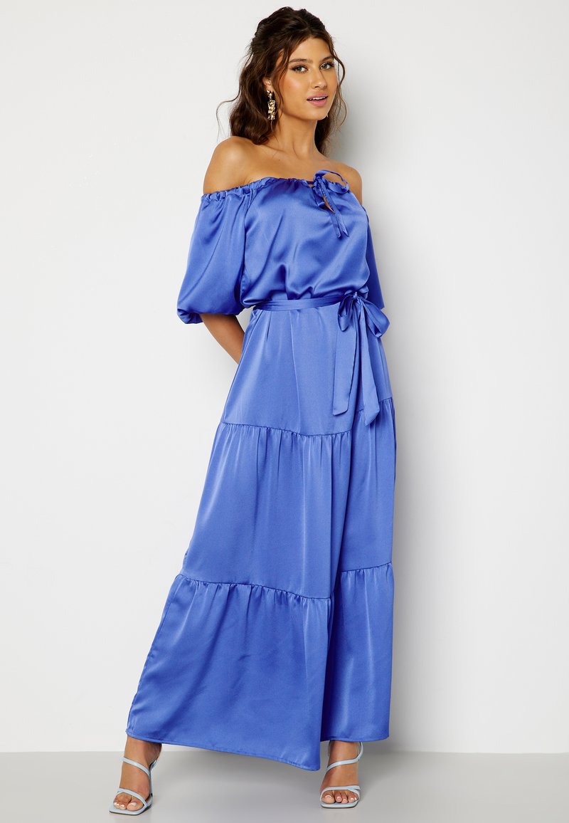 Bubbleroom OFF SHOULDER SATIN MAXI DRESS - Maxi šaty - dark blue