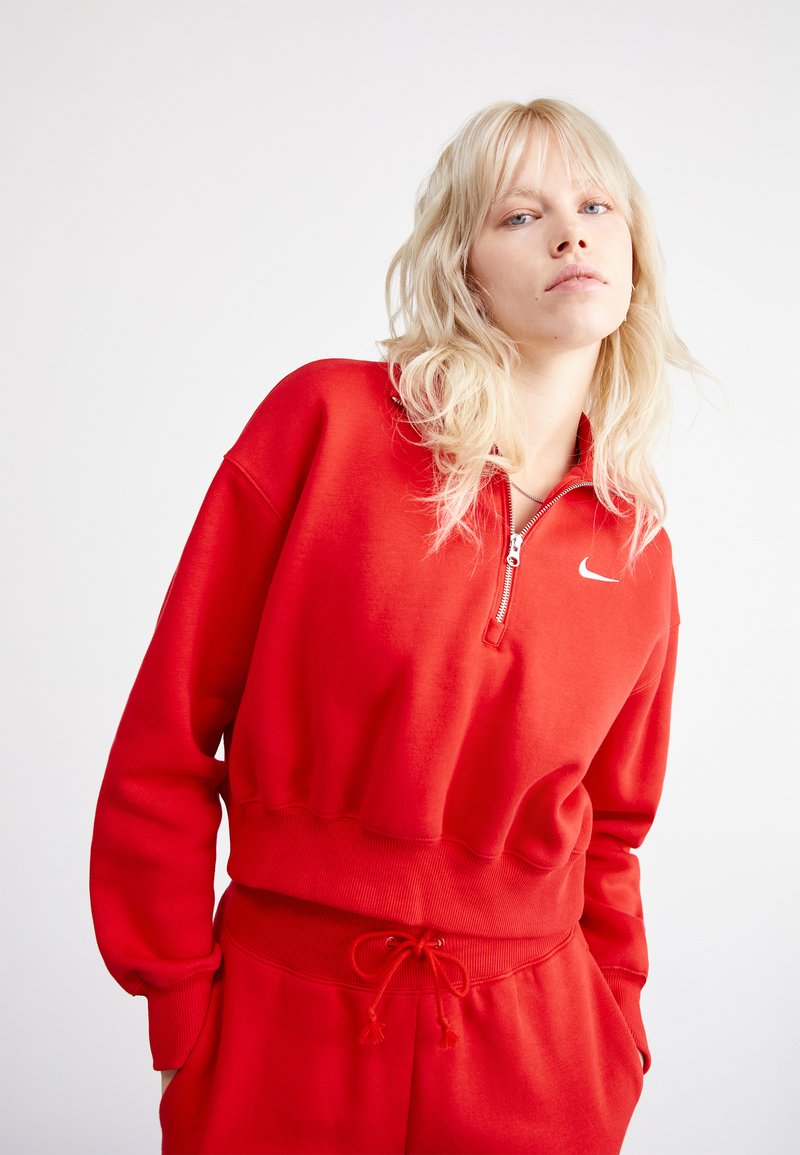 Nike Sportswear - W NSW PHOENIX FLC QZ CROP - Sweatshirt - university red, Vergrößern