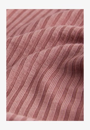 Textured fabric in soft rose color, featuring vertical ribbed patterns. The material appears lightweight and slightly stretchy.